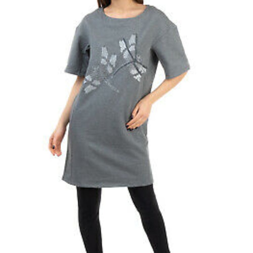 BluGirl Folies women's size 40 IT embellished dragonflies sweater tunic dress XS